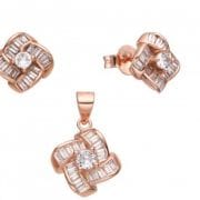 Conjunto aros más dije Plata rosé