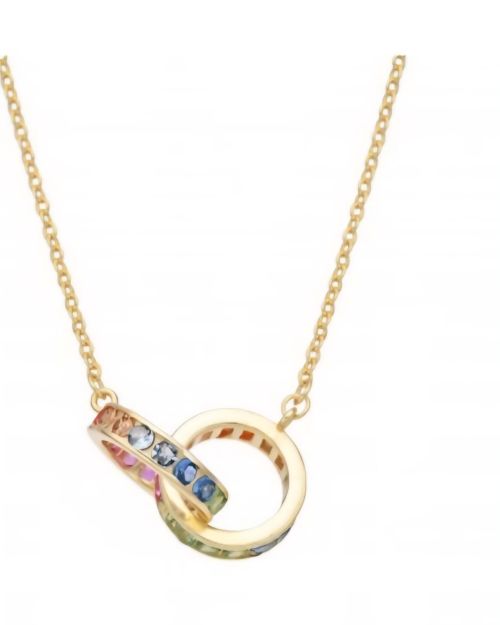 Gargantilla de aros colores, plata con baño dorado