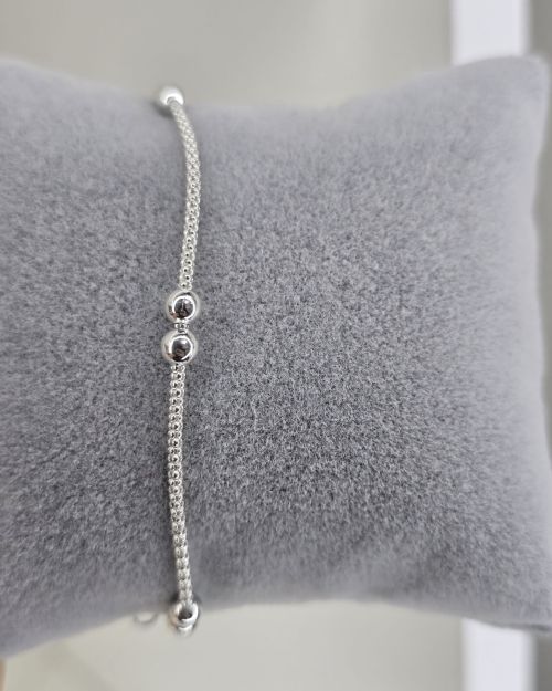 Pulsera plata italiana con bolitas