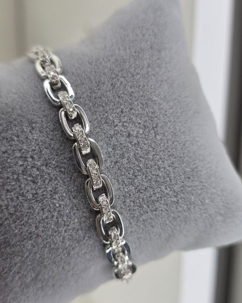 Pulsera de eslabones de Plata 925 con detalle brillo