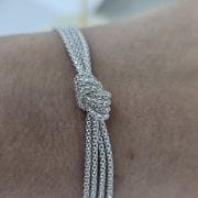 Pulsera con 4 hilos plata italiana más nudo