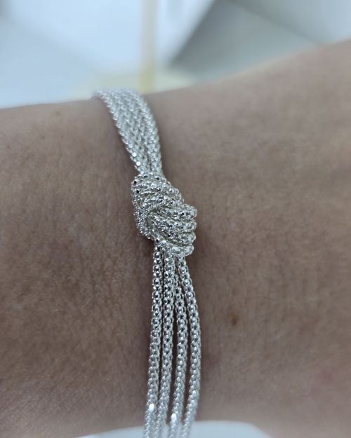 Pulsera con 4 hilos plata italiana más nudo
