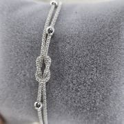 Pulsera doble Plata italiana con bolitas y nudo