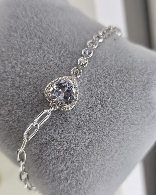Pulsera de corazón trama tenis y forcet