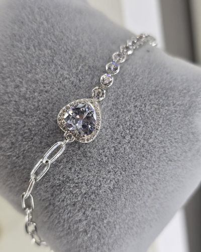 Pulsera de corazón trama tenis y forcet