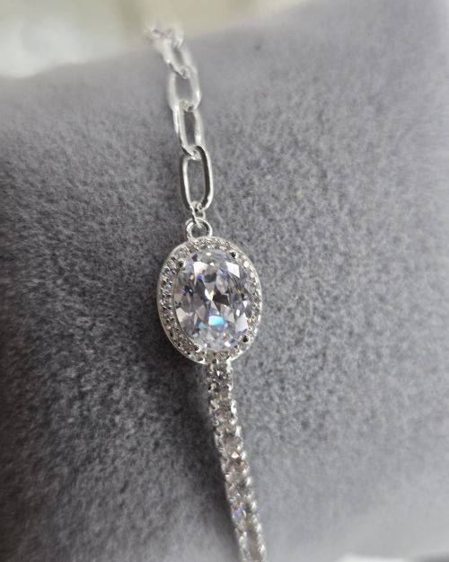 Pulsera punto de luz combinada tenis con forcet plata 925