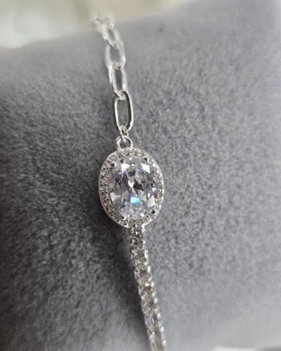 Pulsera punto de luz combinada tenis con forcet plata 925