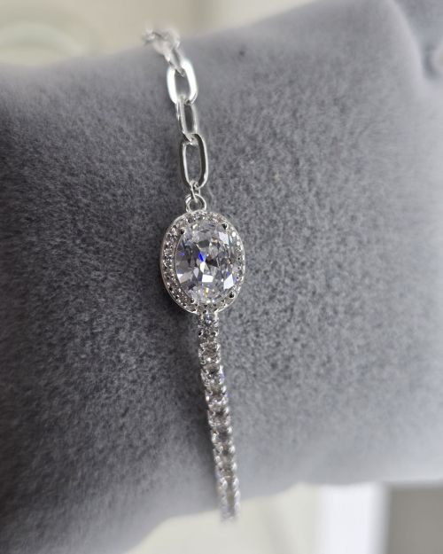 Pulsera punto de luz combinada tenis con forcet plata 925