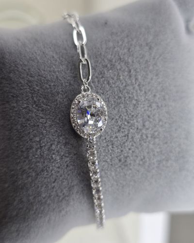 Pulsera punto de luz combinada tenis con forcet plata 925