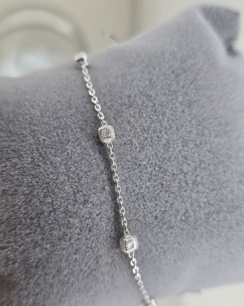 Pulsera de Plata con cubo y cadena Plata