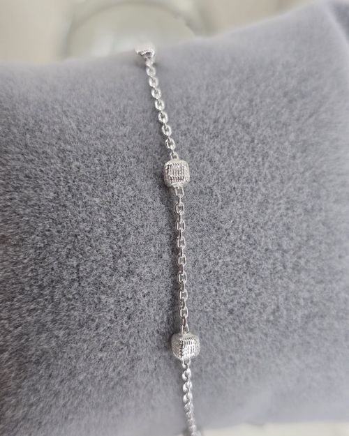 Pulsera de Plata con cubo y cadena Plata