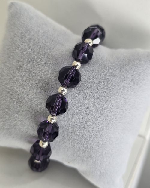 Pulsera de cristales swarovski VIOLETA más bolas de Plata 925