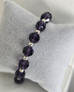 Pulsera de cristales swarovski VIOLETA más bolas de Plata 925