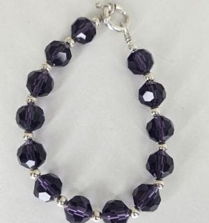 Pulsera de cristales swarovski VIOLETA más bolas de Plata 925