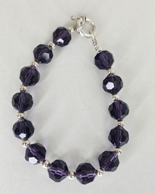 Pulsera de cristales swarovski VIOLETA más bolas de Plata 925