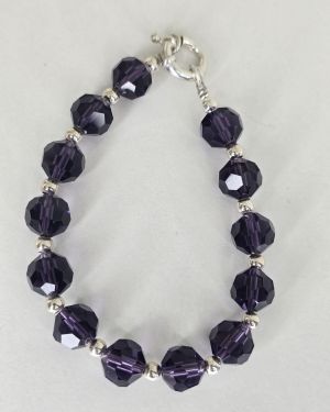 Pulsera de cristales swarovski VIOLETA más bolas de Plata 925