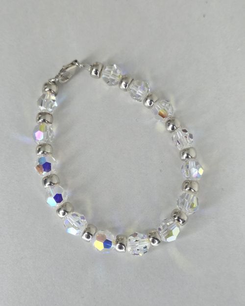 Pulsera de cristales swarovski aurora boreal más bolas de Plata 925