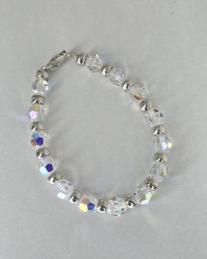Pulsera de cristales swarovski aurora boreal más bolas de Plata 925