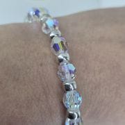 Pulsera de cristales swarovski aurora boreal más bolas de Plata 925