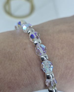 Pulsera de cristales swarovski aurora boreal más bolas de Plata 925