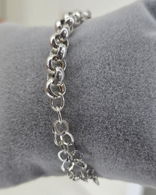 Pulsera combinada con rolo y arandelas dobles Plata 925