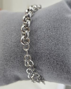 Pulsera combinada con rolo y arandelas dobles Plata 925