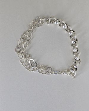 Pulsera combinada con rolo y arandelas dobles Plata 925