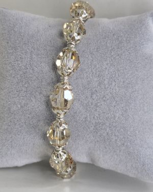 Pulsera plata con cierre marinero y cristales autenticos color maiz