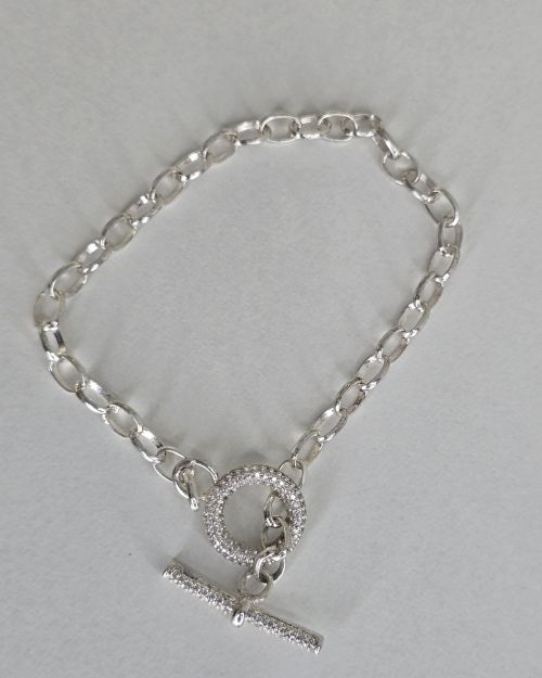 Pulsera rolo con importante cierre con cubic y brillo
