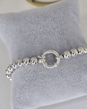 Pulsera con cadena de plata y bolas de plata con cierre marinero