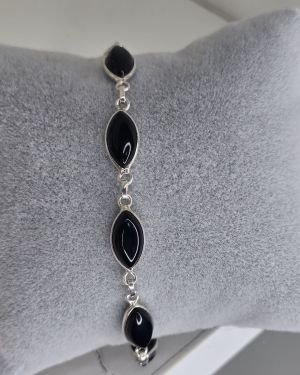 Pulsera piedra natural oval negra de Plata 925
