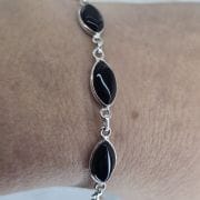 Pulsera piedra natural oval negra de Plata 925